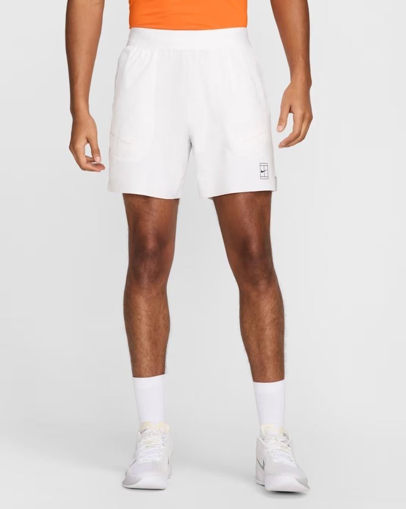 NikeCourt FZ6913-100 Advantage Dri-FIT 15 cm Erkek Tenis Şortu - Beyaz