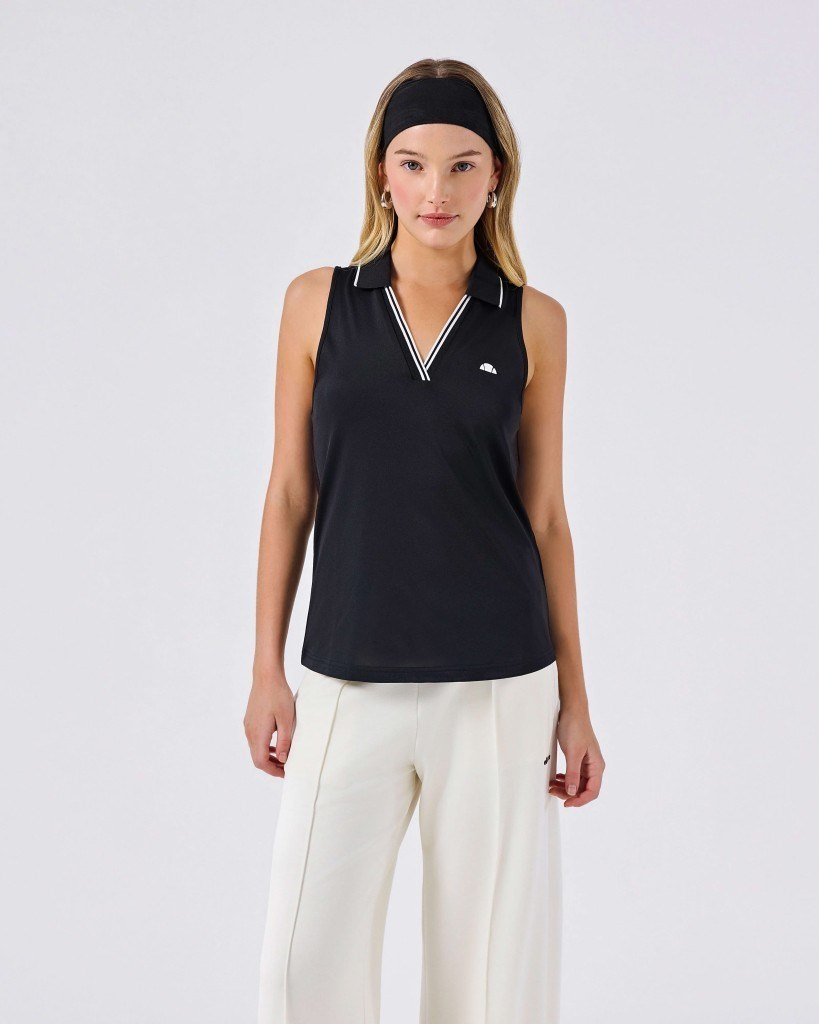 Ellesse 6SF5040-BK Kadın Polo Yaka Kolsuz Tişört - Siyah
