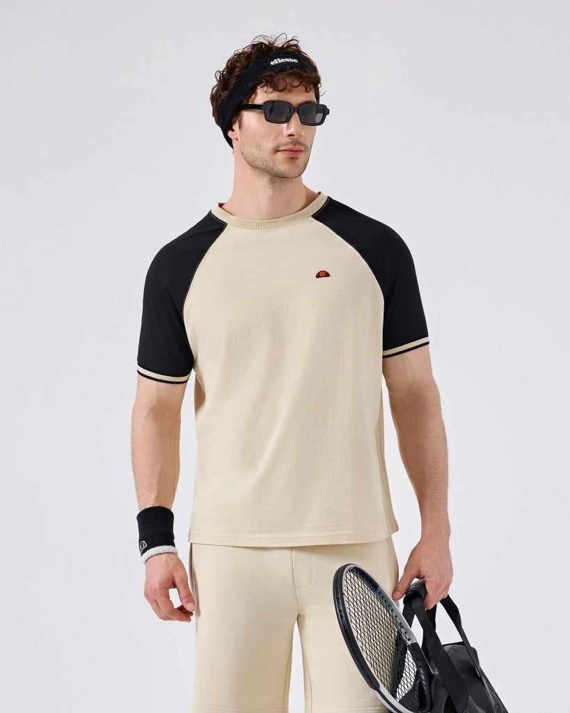 Ellesse 6SM5013-BG Erkek Tişört - Bej/Siyah