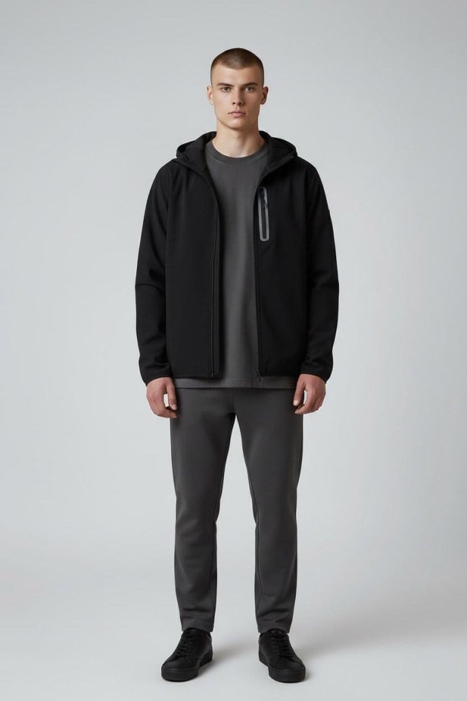 Exuma 2112015 Erkek Fermuarlı Kapüşonlu Sweatshirt - Siyah