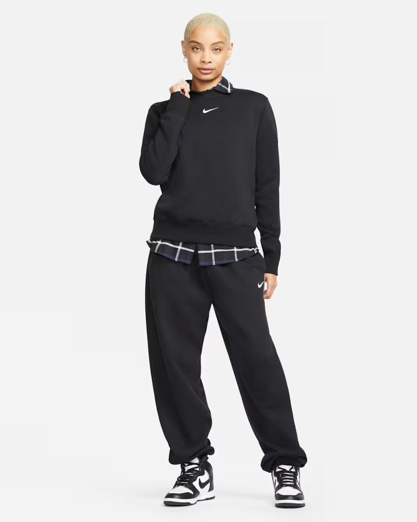 NIKE DQ5751-010 Phoenix Fleece Sıfır Yaka Kadın Siyah Sweat
