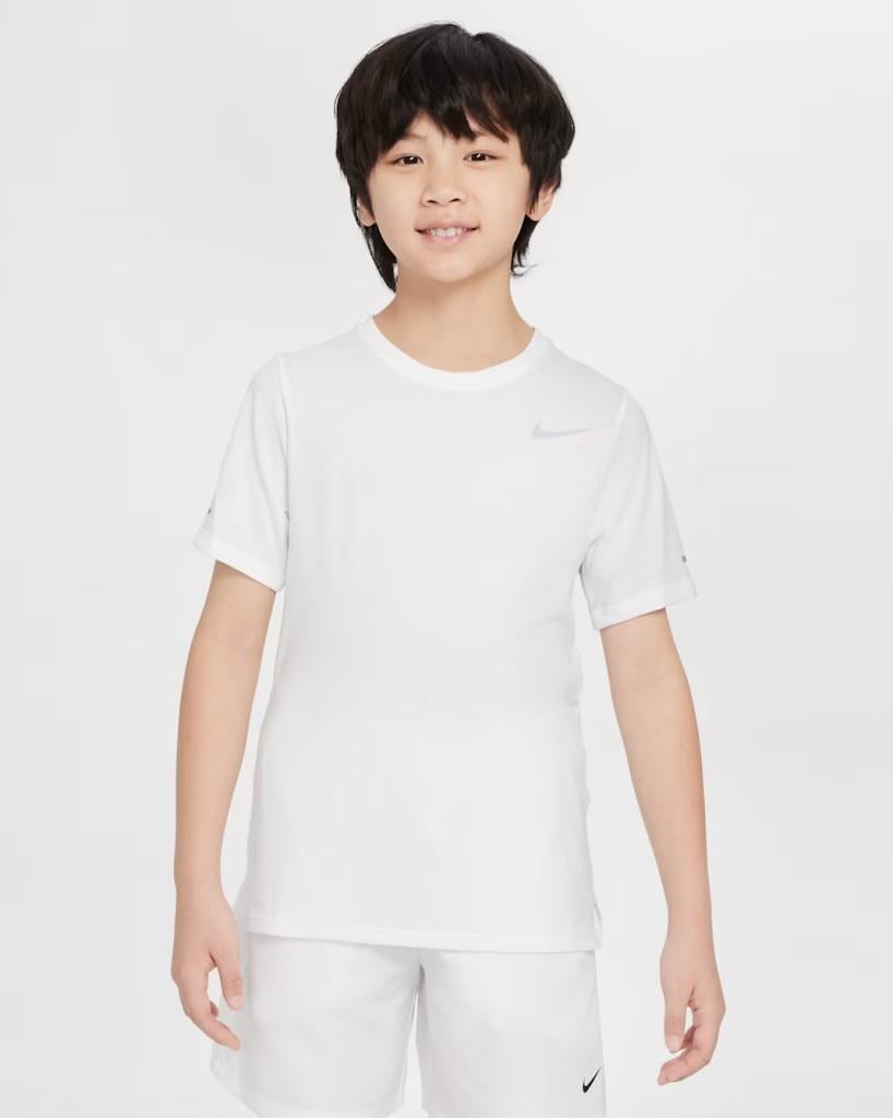 Nike Dri-FIT Miler DD3055-100 Büyük Çocuk (Erkek) Tişört - Beyaz