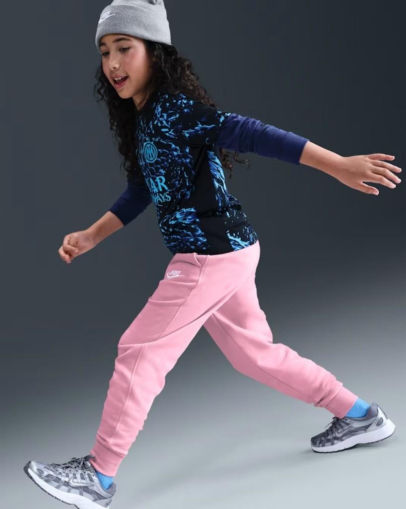 NIKE FD2921-690 Club Fleece Yüksek Belli Genç Kız Pembe Eşofman Altı