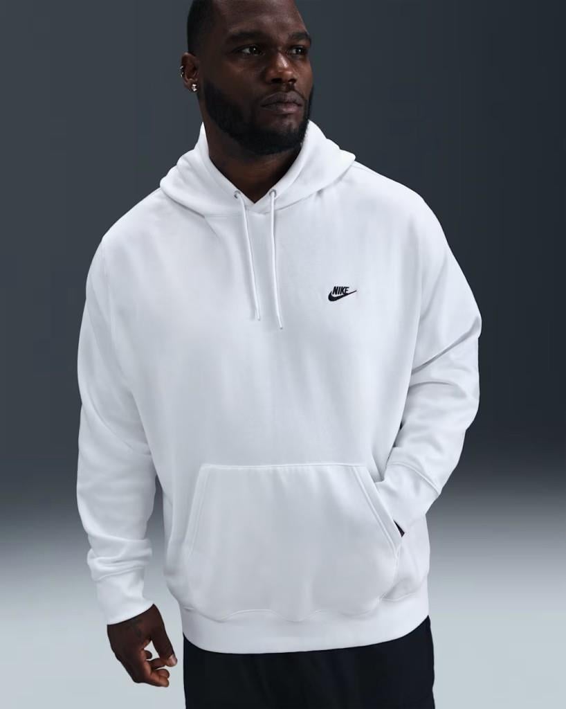 Nike FN3859-100 Club Fleece Erkek Kapüşonlu Sweatshirt - Beyaz