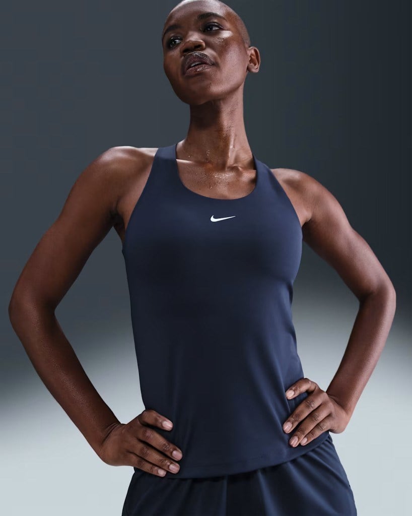 Nike Swoosh DV9897-411 Kadın Orta Destekli Sütyenli Spor Atlet - Lacivert