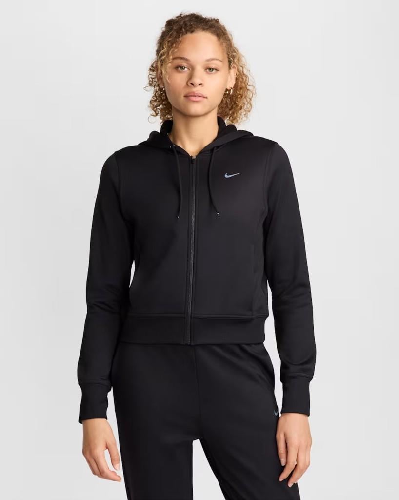 Nike Therma-FIT One FB5216-010 Tam Boy Fermuarlı Kadın Kapüşonlu Üst - Siyah