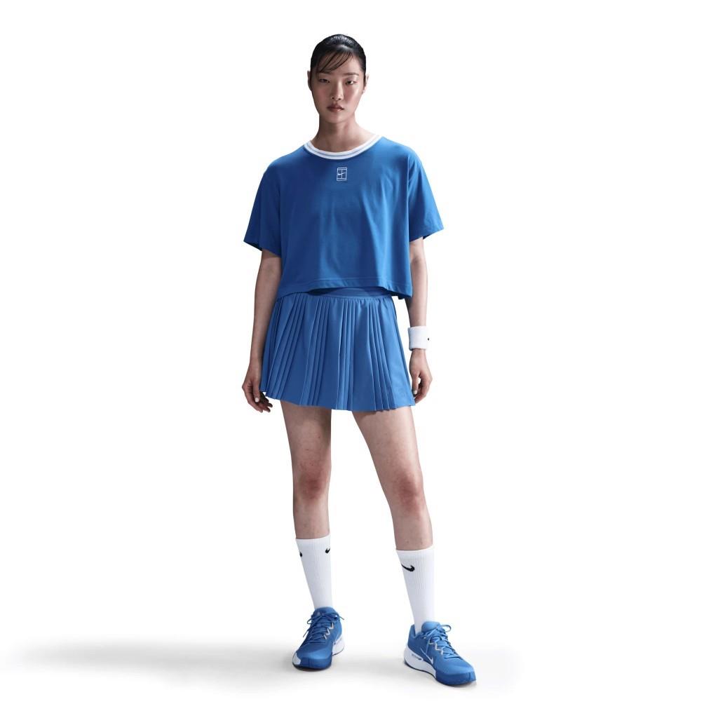 NikeCourt Ace Advantage Yüksek Belli Pileli Mavi Kadın Tenis Eteği FZ6512-402