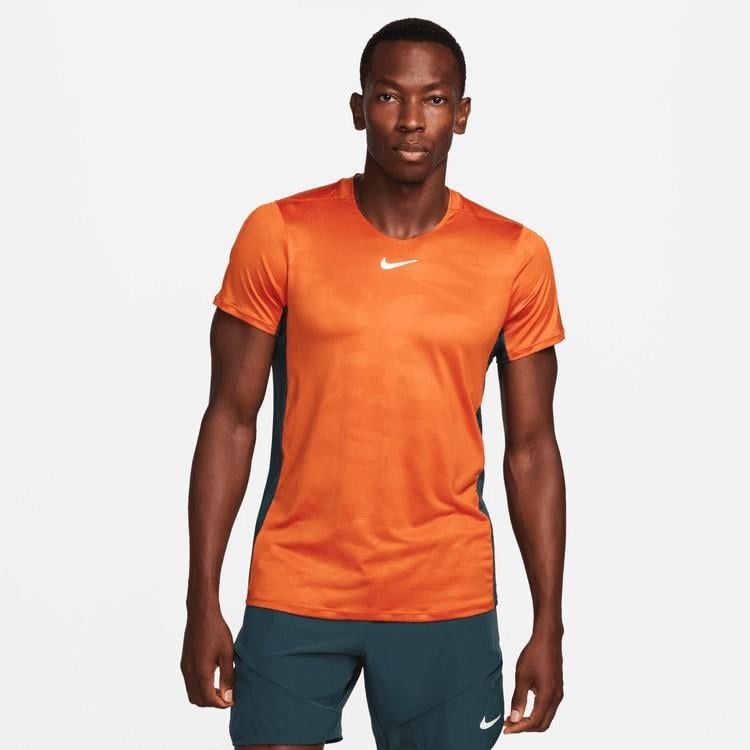 NikeCourt Dri-FIT Advantage Baskılı Erkek Turuncu Tenis Tişört DX5538-893