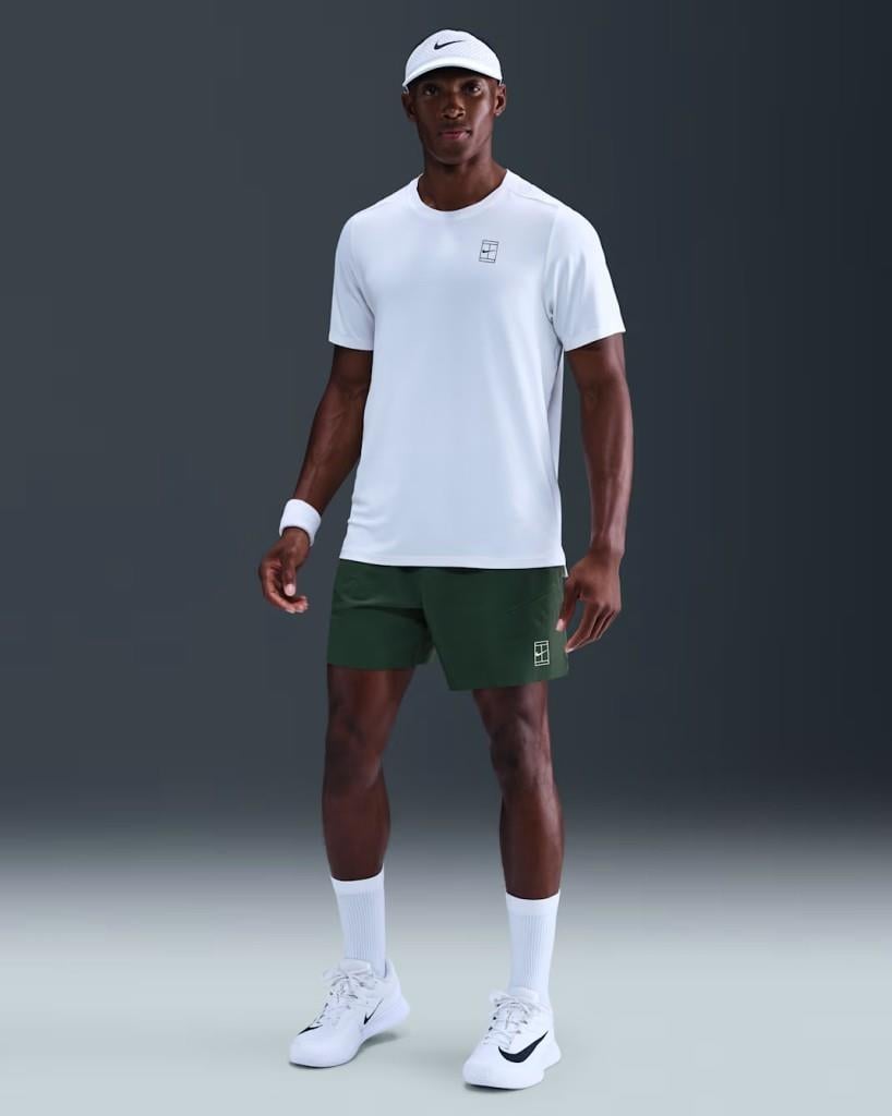 NikeCourt FZ6913-323 Advantage Dri-FIT 15 cm Erkek Tenis Şortu - Yeşil