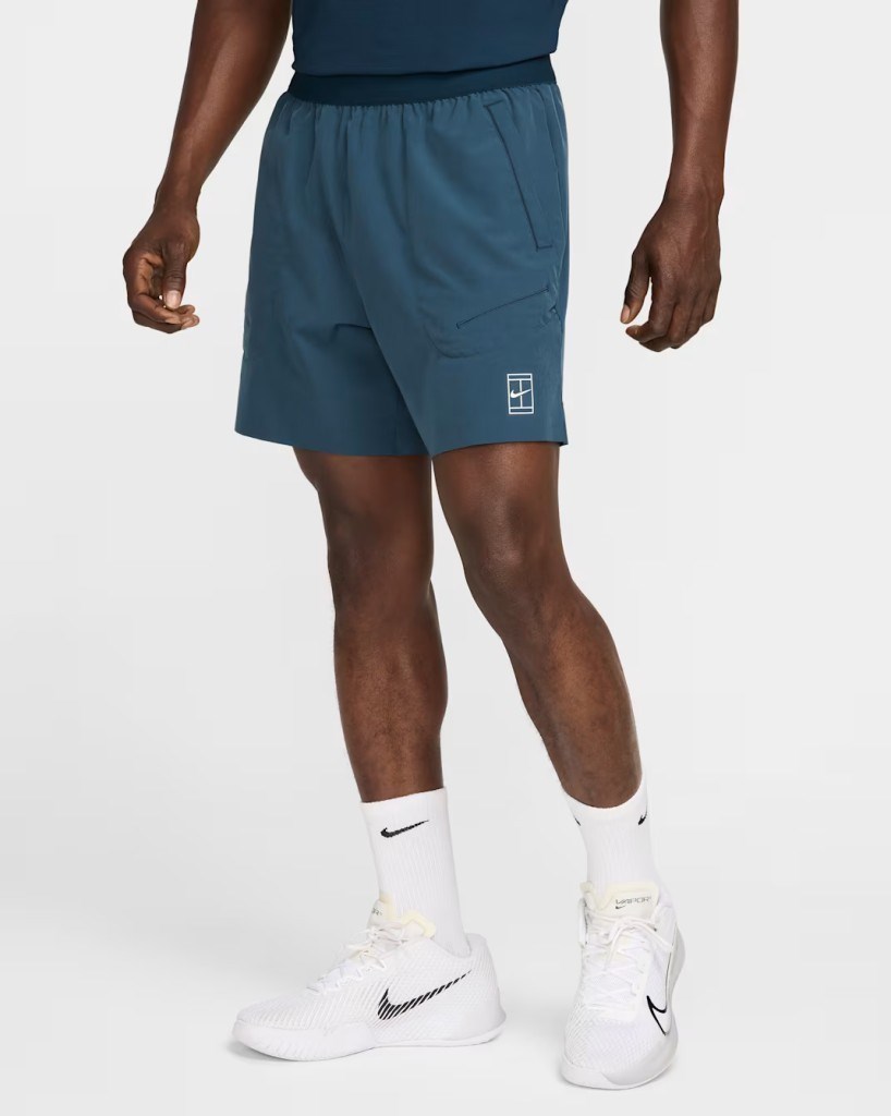 NikeCourt FZ6913-478 Advantage Dri-FIT 15 cm Erkek Tenis Şortu - Mavi
