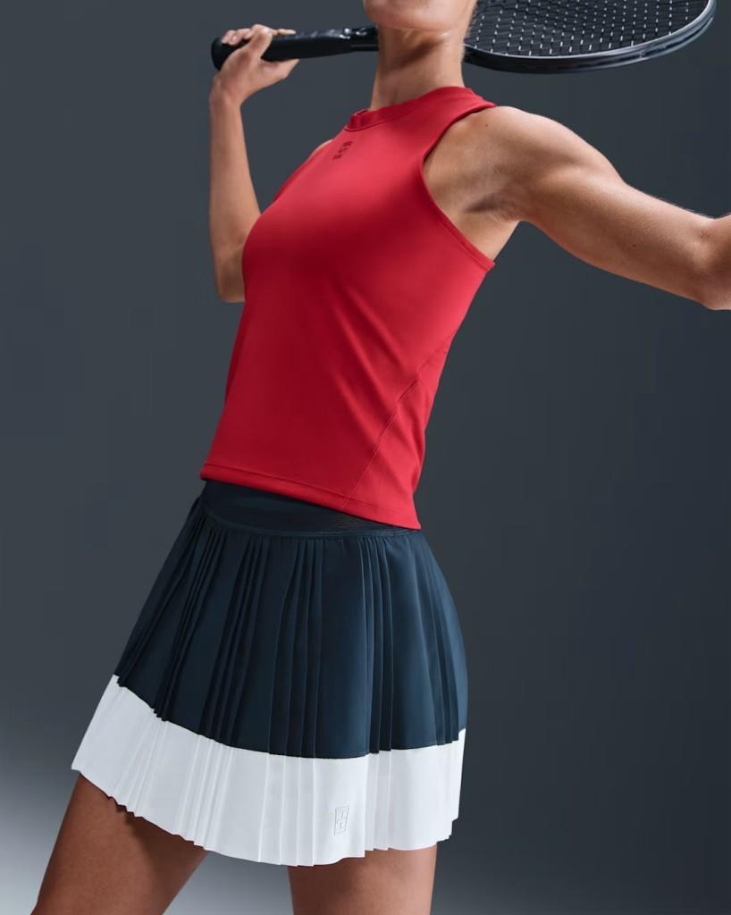 NikeCourt HJ7913-478 Ace Advantage Dri-FIT Pileli Kadın Tenis Eteği - Lacivert