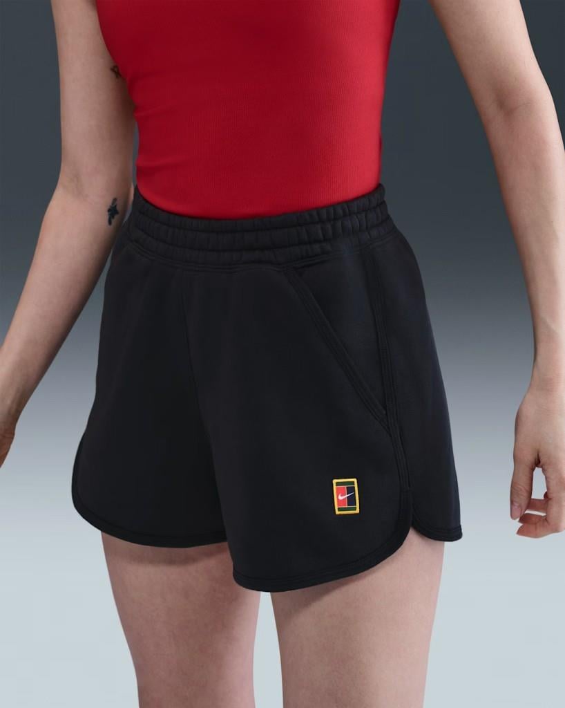 NikeCourt HJ8990-010 Heritage Normal Belli Fleece Kadın Tenis Şortu - Siyah