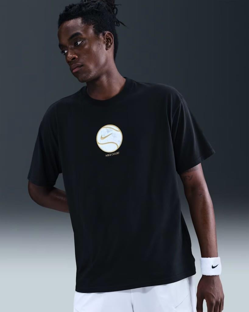 NikeCourt IO6234-010 Dri-FIT Max90 Erkek Tişört - Siyah