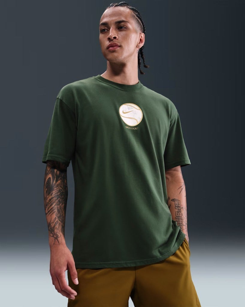 NikeCourt IO6234-323 Dri-FIT Max90 Erkek Tişört - Yeşil