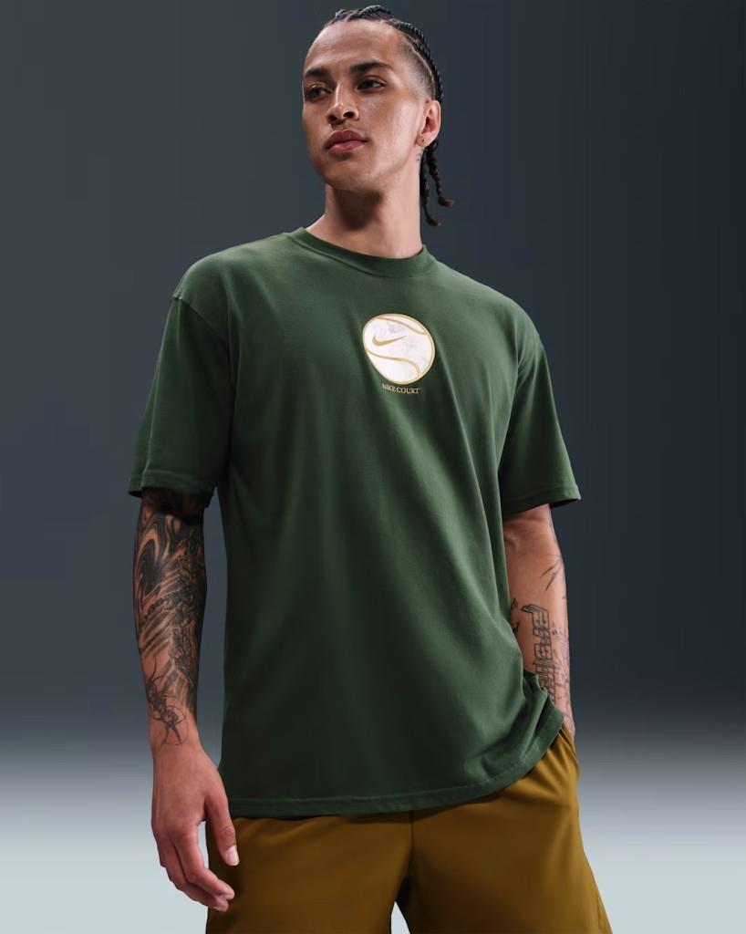 NikeCourt IO6234-323 Dri-FIT Max90 Erkek Tişört - Yeşil