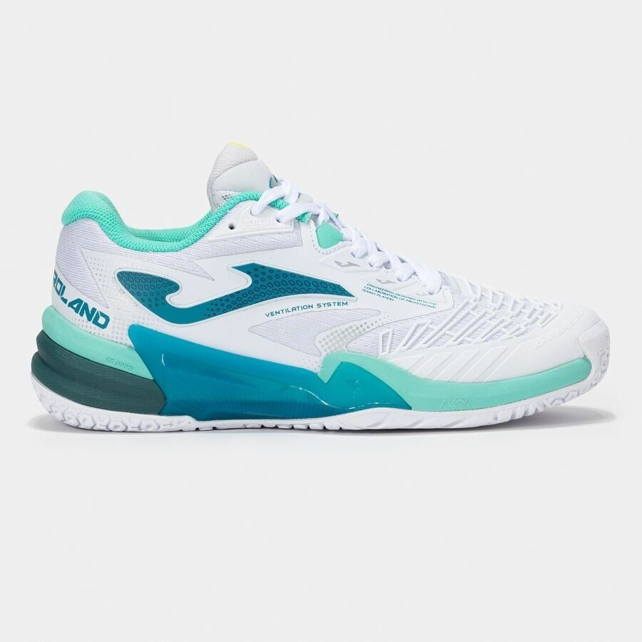 Roland Lady 24 Toprak & Sert Kort Kadın Tenis Ayakkabısı – Beyaz / Turkuaz