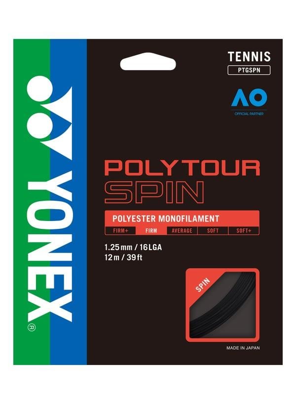 Yonex Poly Tour Spin 1.25 / 12M Tenis Kordaj - Siyah