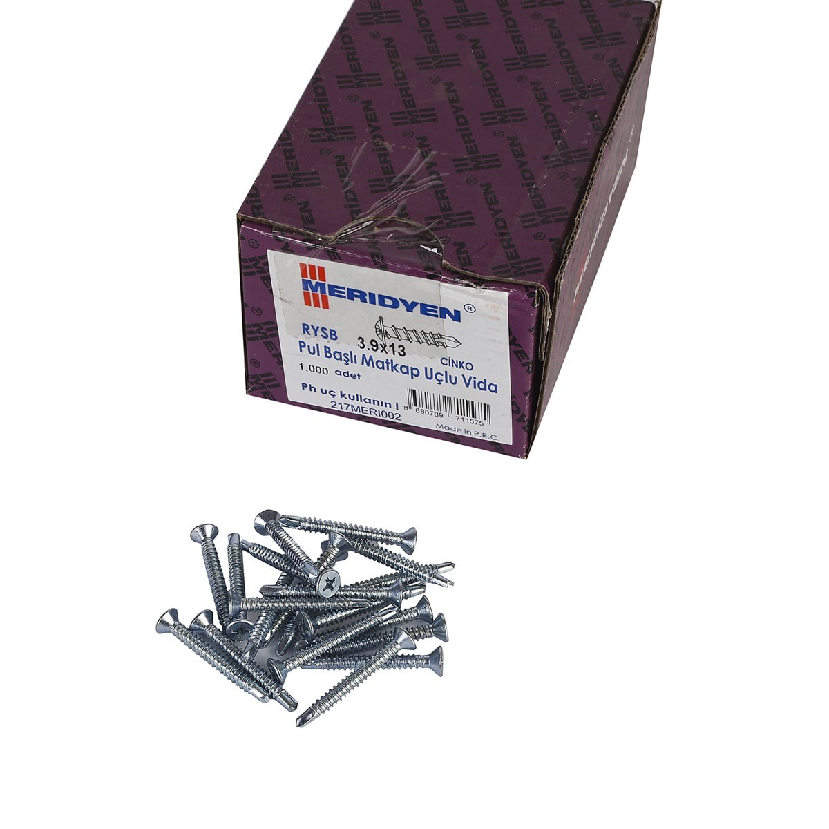 3.9 x 13 mm Meridyen Pul Başlı Matkap Uçlu Vida 1000 Adet