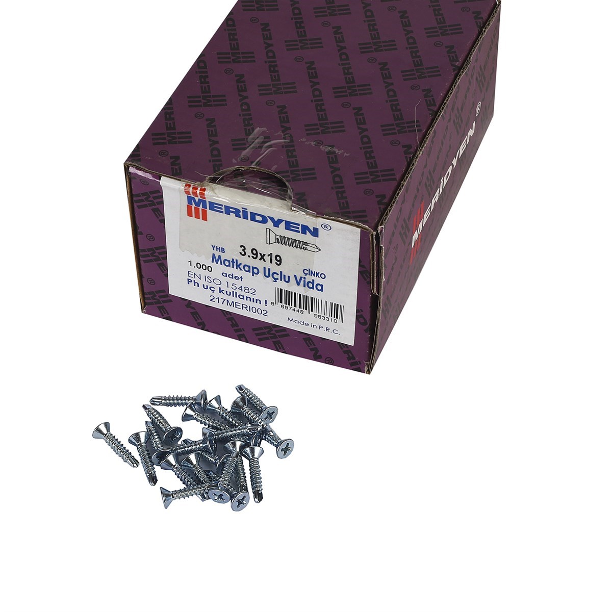 3.9 x 19 mm Meridyen YHB Matkap Uçlu Vida 1000 Adet