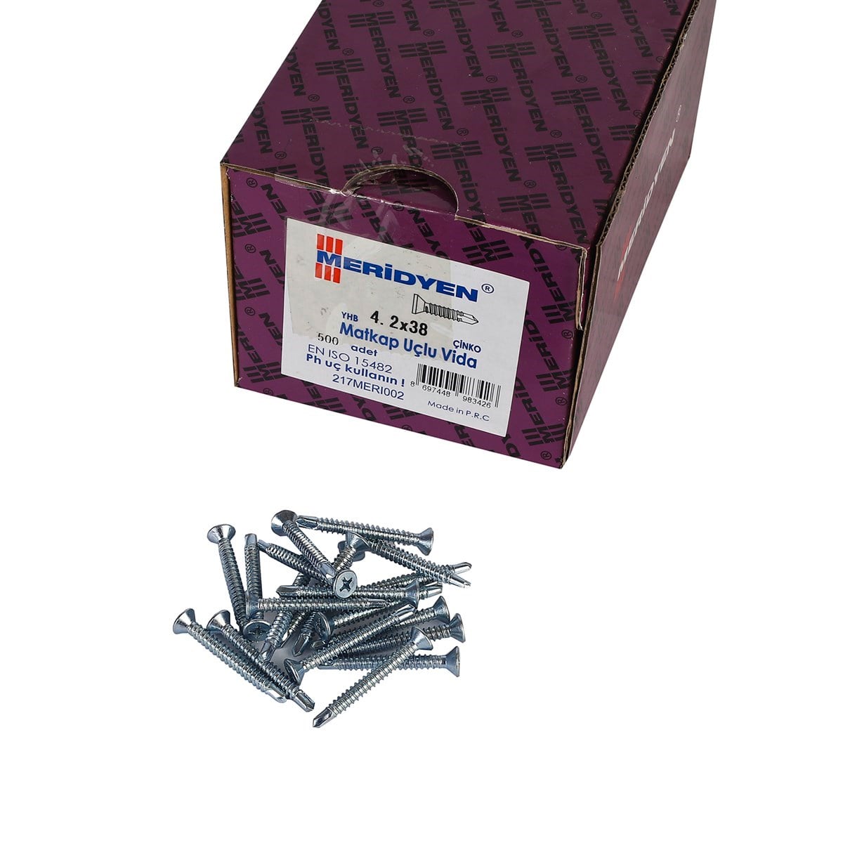 4.2 x 38 mm Meridyen YHB Matkap Uçlu Vida 500 Adet
