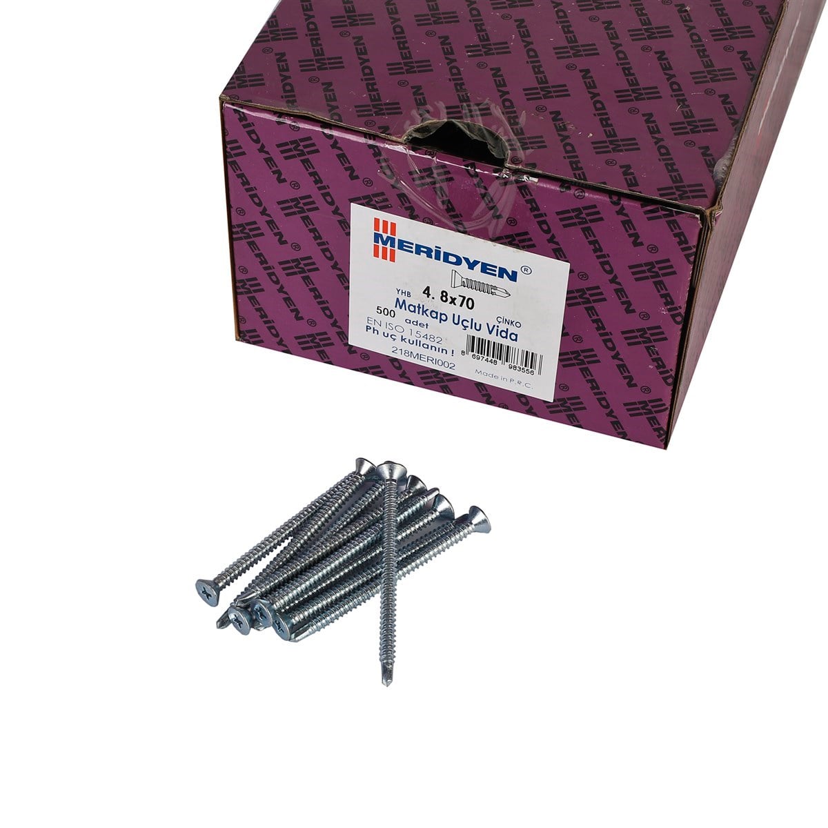 4.8 x 70 mm Meridyen YHB Matkap Uçlu Vida 500 Adet