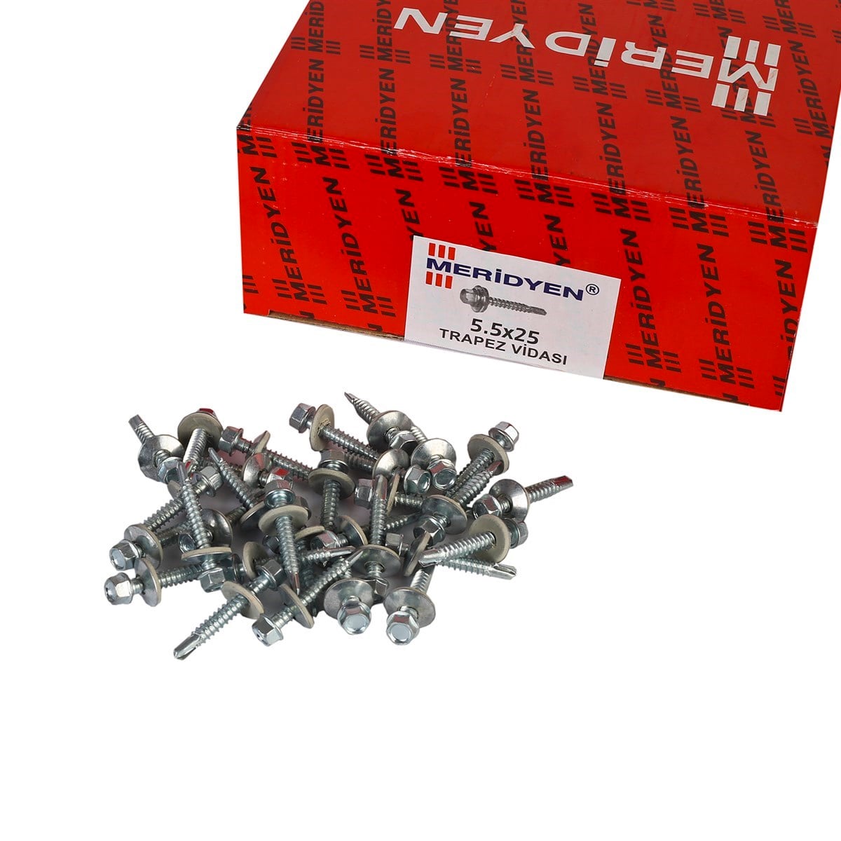 5.5 x 25 mm Meridyen Matkap Uçlu Trapez Çatı Vidası 500 Adet