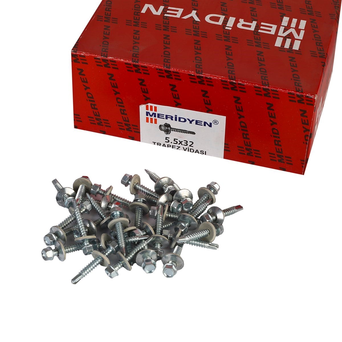 5.5 x 32 mm Meridyen Matkap Uçlu Trapez Çatı Vidası 500 Adet