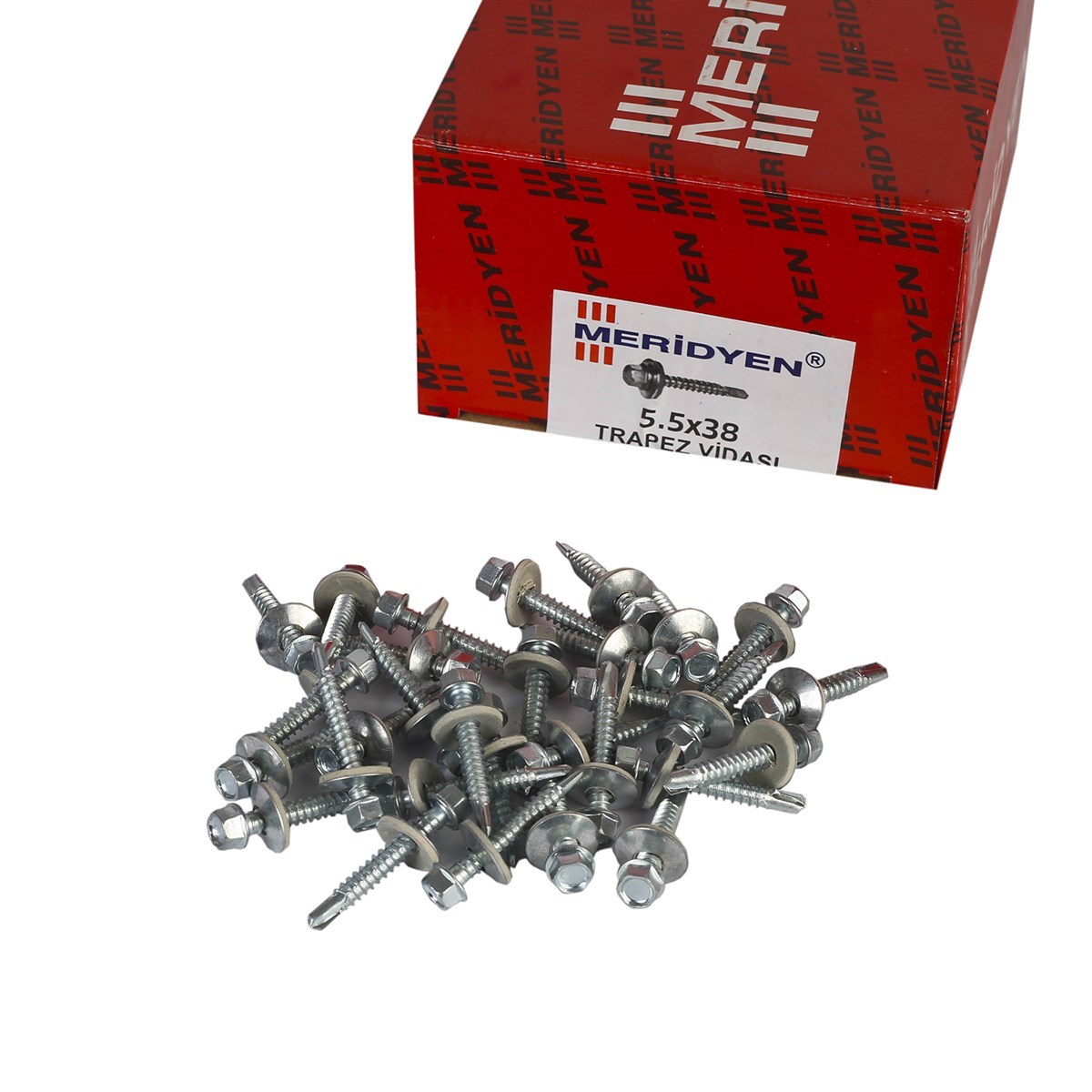 5.5 x 38 mm Meridyen Matkap Uçlu Trapez Çatı Vidası 200 Adet