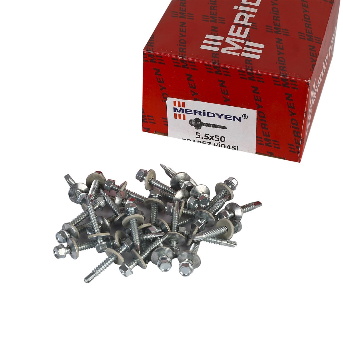 5.5 x 50 mm Meridyen Matkap Uçlu Trapez Çatı Vidası 200 Adet