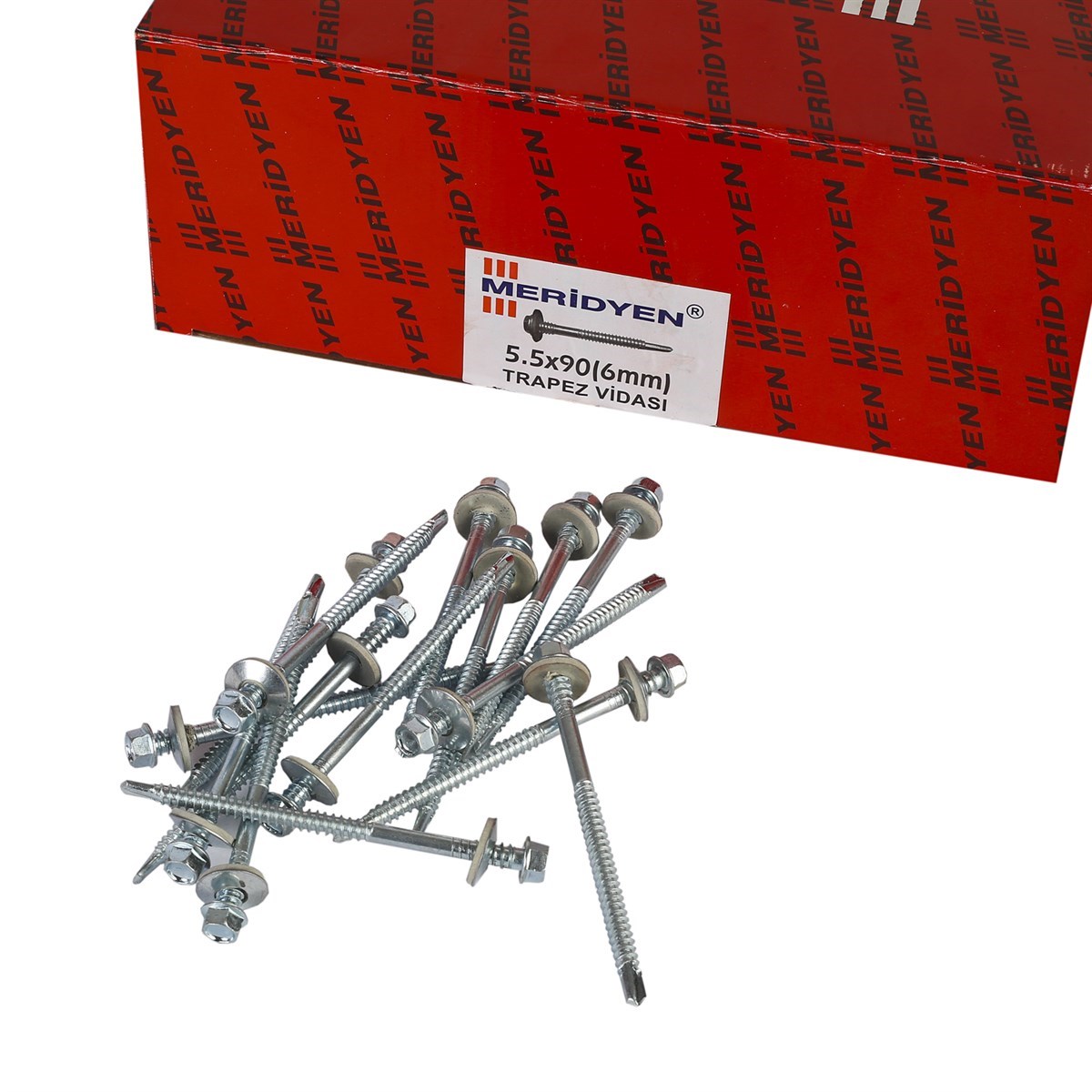 5.5 x 90 mm Meridyen Matkap Uçlu Trapez Çatı Vidası 200 Adet