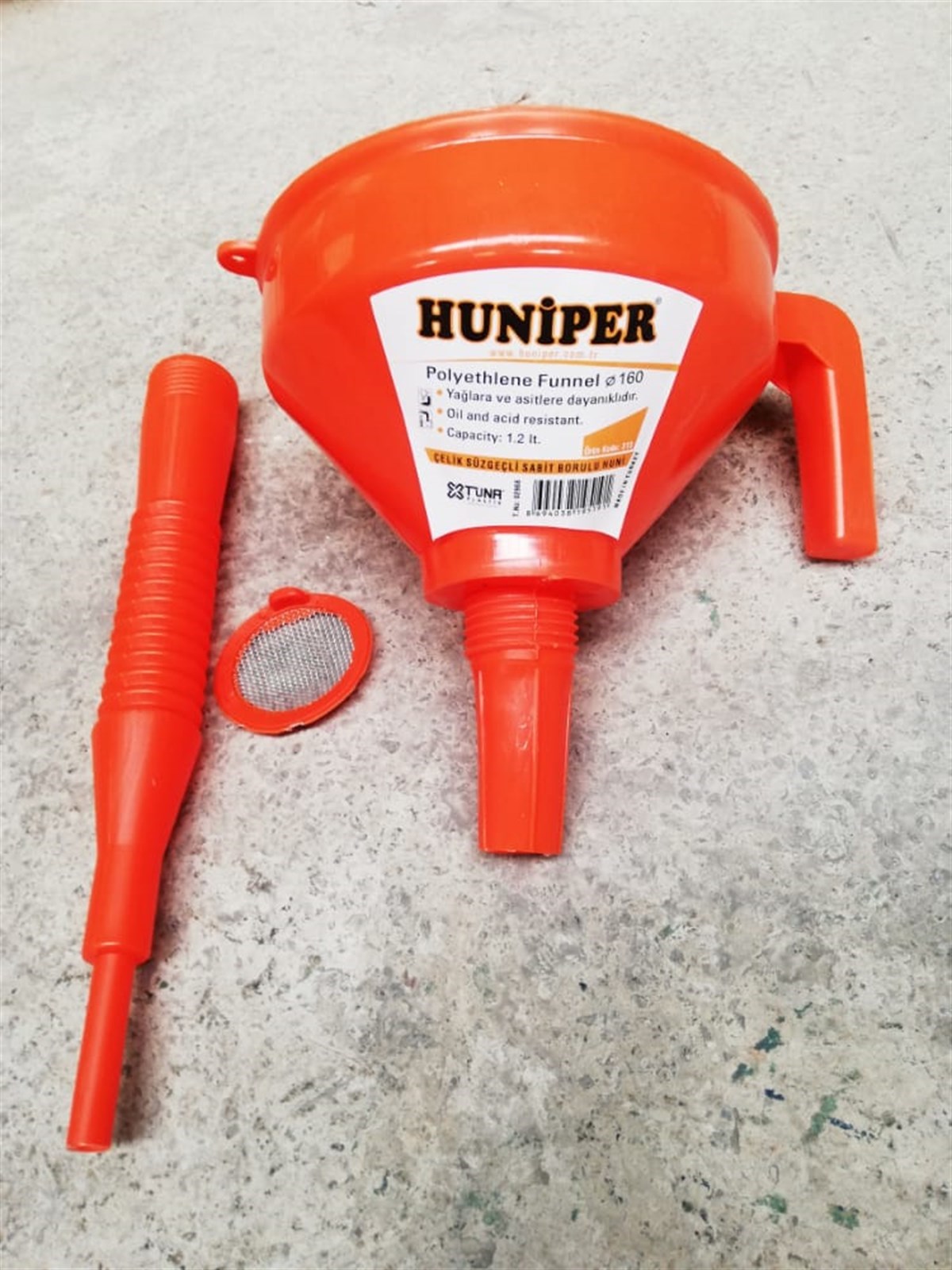 Çelik Süzgeçli Plastik Huni 220mm