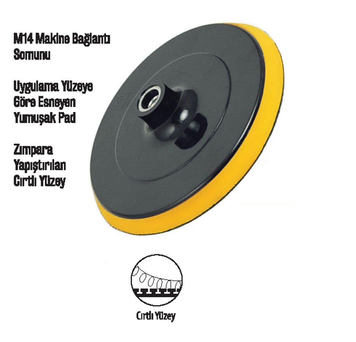 Cırtlı Zımpara Disk Altı 180 mm