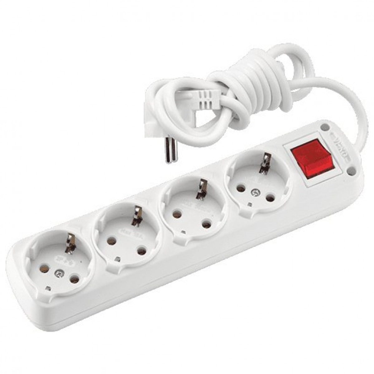 Kablolu Anahtarlı Dörtlü Priz 3 m