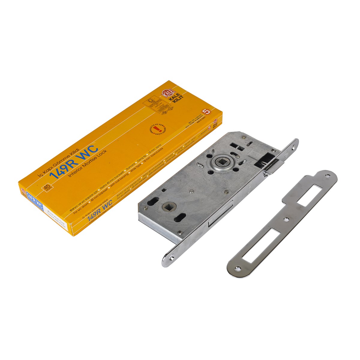 Kale 149-R 45 mm Banyo-WC İç Kapı Gömme Kilidi
