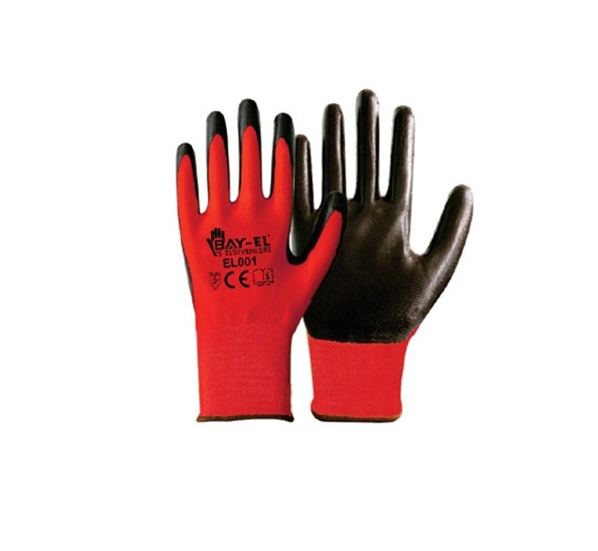 Polyester Kırmızı-Siyah Latex Eldiven