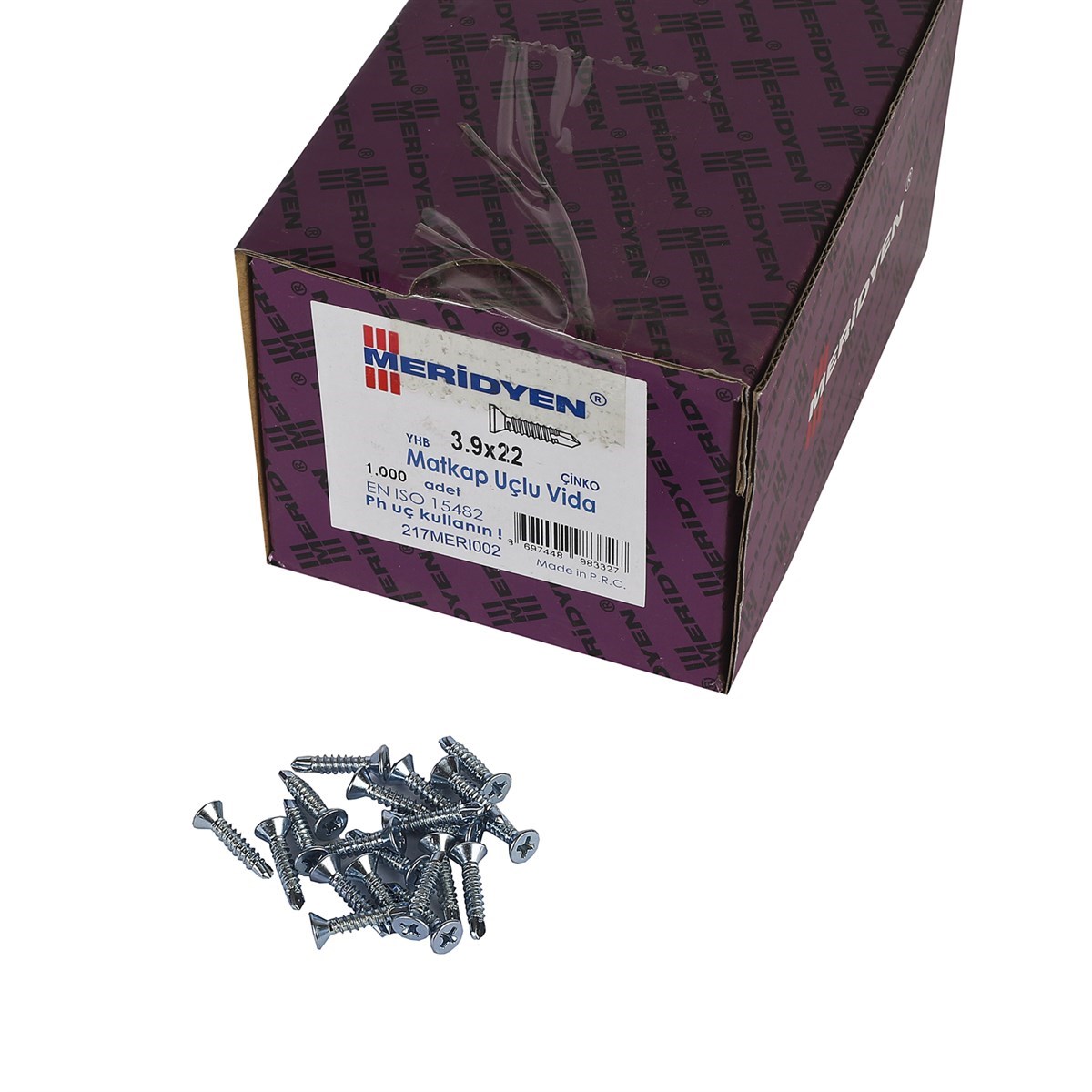 3.9 x 22 mm Meridyen YHB Matkap Uçlu Vida 1000 Adet