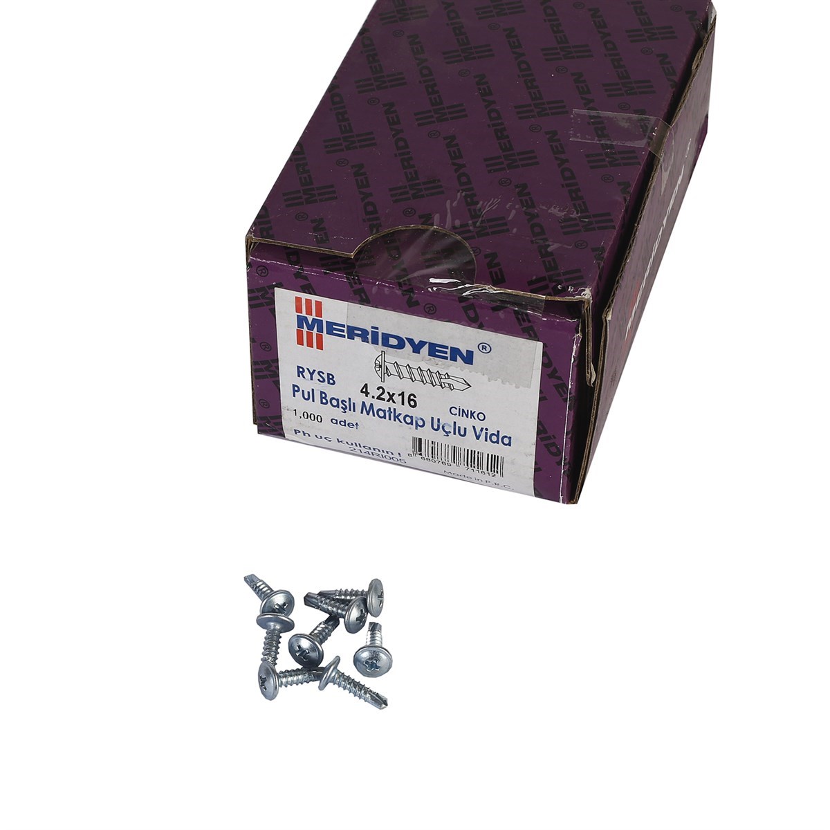 4.2 x 16 mm Meridyen Pul Başlı Matkap Uçlu Vida 1000 Adet