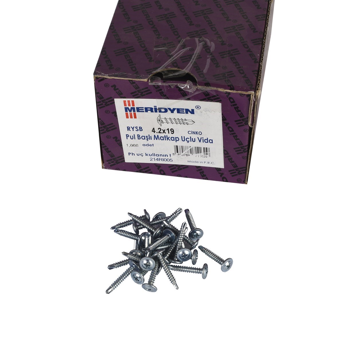 4.2 x 19 mm Meridyen Pul Başlı Matkap Uçlu Vida 1000 Adet