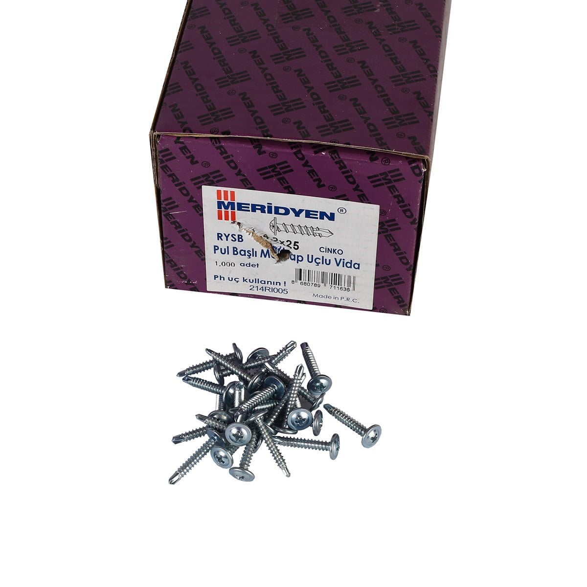 4.2 x 25 mm Meridyen Pul Başlı Matkap Uçlu Vida 1000 Adet