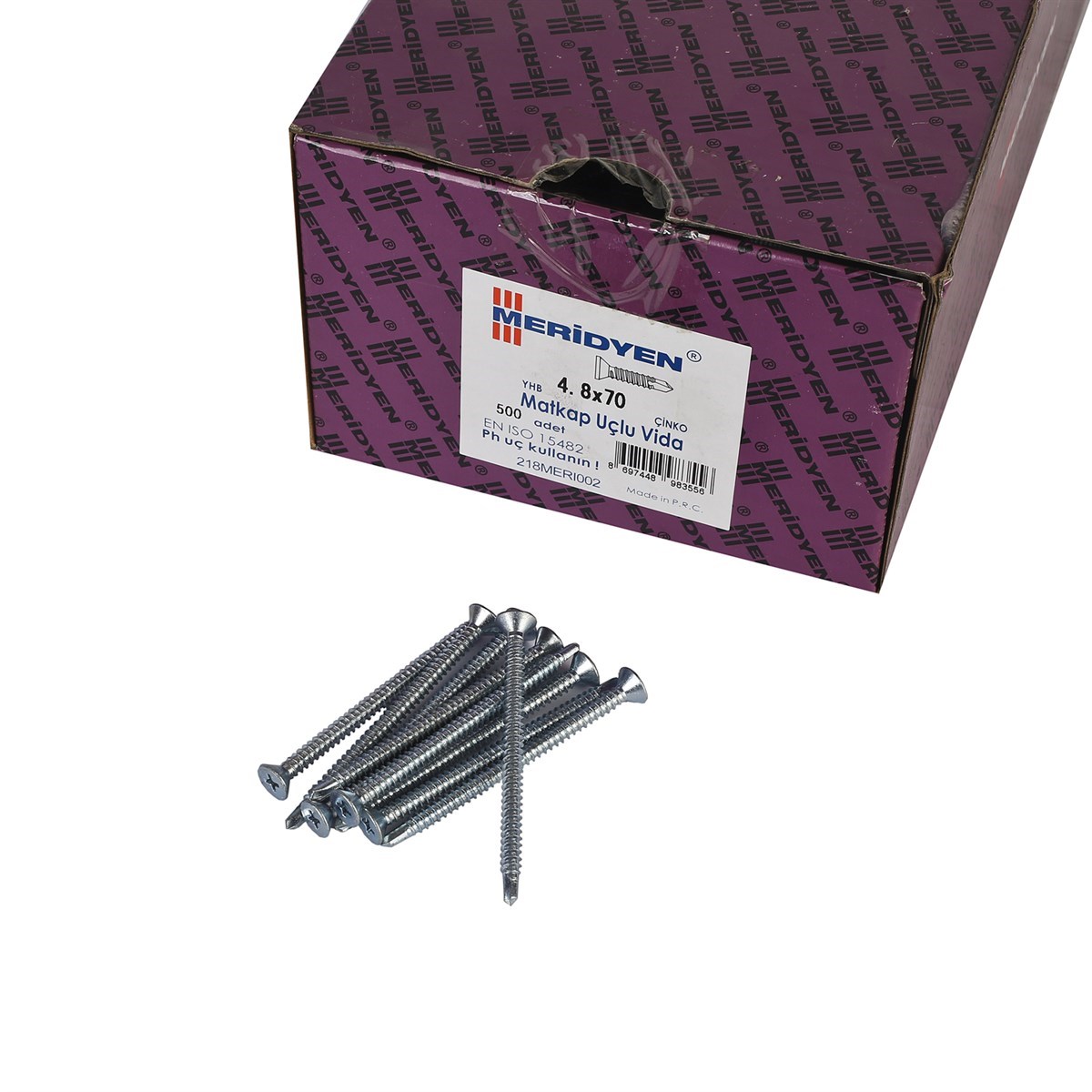 4.8 x 70 mm Meridyen YHB Matkap Uçlu Vida 500 Adet
