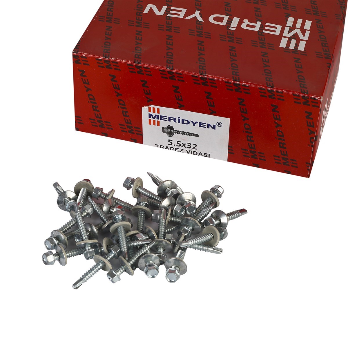 5.5 x 32 mm Meridyen Matkap Uçlu Trapez Çatı Vidası 500 Adet
