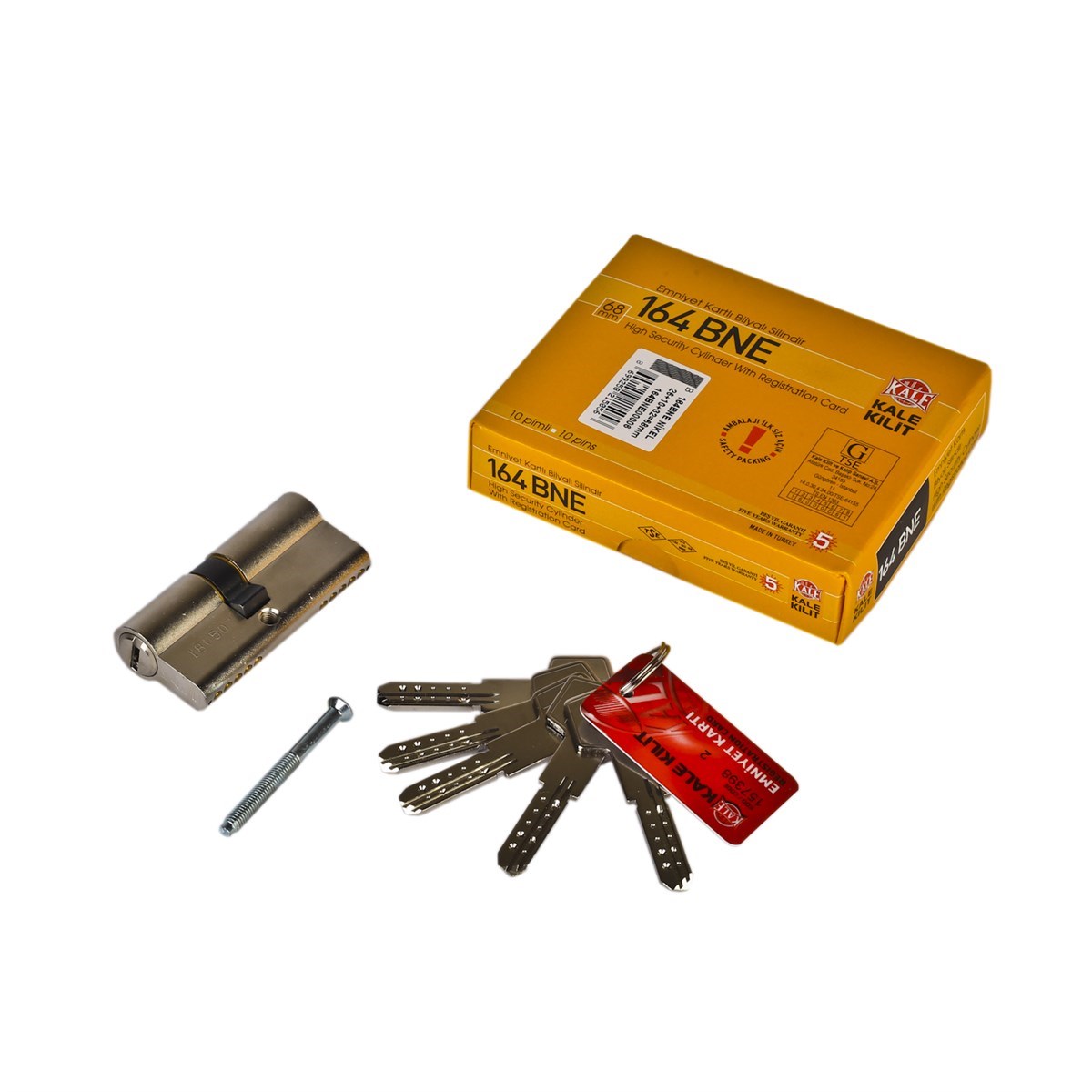 Kale 164 BNE Bilyalı Barel Kapı Kilidi 68 mm Sarı