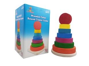 Ahşap Eğitici Renkli Kule Oyunu 7 Halka