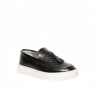 Genel Patik Loafer Ayakkabı 101p Kroko Siyah