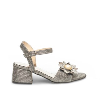Genel Patik Topuklu Sandalet Hf093 Platin