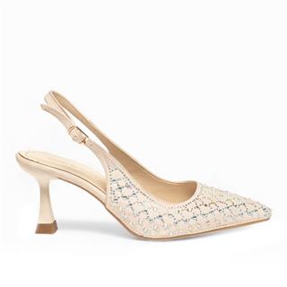 Genel Zenne Abiye Stiletto Taş Detaylı 750 Bej