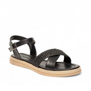Genel Zenne Günlük Çapraz Bantlı Sandalet 209 Hasır Siyah