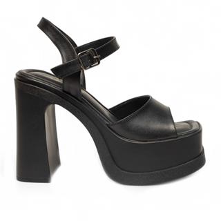Genel Zenne Sandalet Platform Topuklu 1010 Cilt Siyah