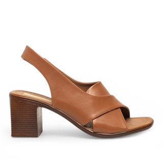 Genel Zenne Sandalet Topuklu S75 Cilt Taba