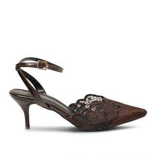 Genel Zenne Stiletto Abiye 104 Dantel Kahve